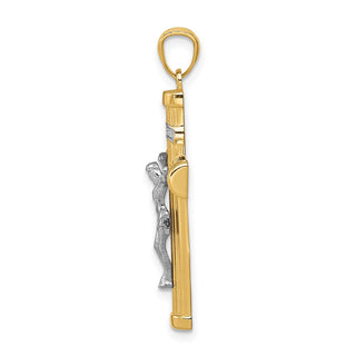 14k Yellow Gold with Rhodium INRI Crucifix Pendant C4707