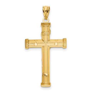 14k Yellow Gold with Rhodium INRI Crucifix Pendant C4707