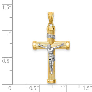 14k Yellow Gold with Rhodium INRI Crucifix Pendant C4707