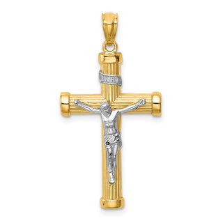 14k Yellow Gold with Rhodium INRI Crucifix Pendant C4707