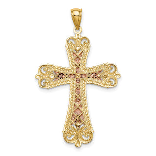 14K Multi-Tone Gold w/Rhodium Crucifix Pendant