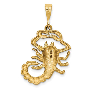 14k Yellow Gold Satin Diamond-cut Scorpio Zodiac Pendant C471