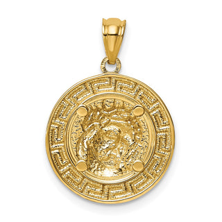 14k Yellow Gold with White Rhodium Jesus Medal Pendant C4710