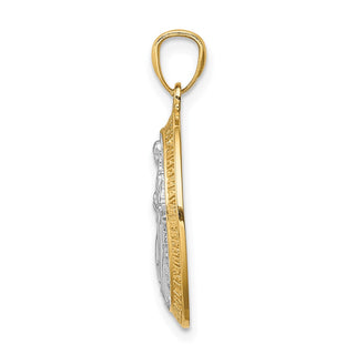 14k Yellow Gold and Rhodium Polished Miraculous Medal Pendant C4712