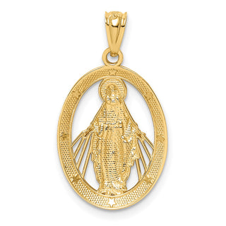 14k Yellow Gold and Rhodium Polished Miraculous Medal Pendant C4712