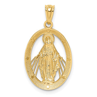 14k Yellow Gold and Rhodium Polished Miraculous Medal Pendant C4712