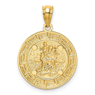 14k Yellow Gold with White Rhodium St. Christopher Medal Pendant C4713