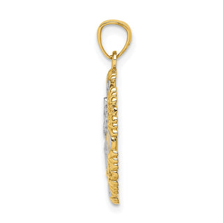 14k Yellow Gold with White Rhodium St. Christopher Medal Pendant C4714
