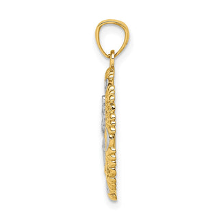 14k Yellow Gold with White Rhodium St. Christopher Medal Pendant C4714
