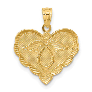 14K Yellow Gold Angel In Heart Pendant