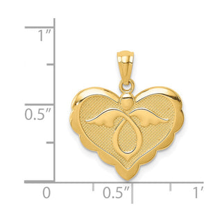 14K Yellow Gold Angel In Heart Pendant
