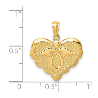 14K Yellow Gold Angel In Heart Pendant
