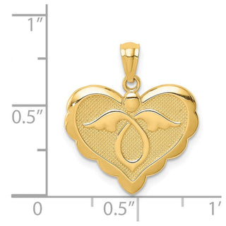 14K Yellow Gold Angel In Heart Pendant