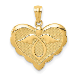 14K Yellow Gold Angel In Heart Pendant