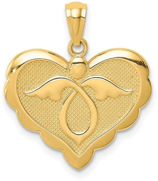 14K Yellow Gold Angel In Heart Pendant