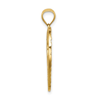 14k Yellow Gold Diamond-Cut Heart Pendant