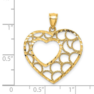 14k Yellow Gold Diamond-Cut Heart Pendant