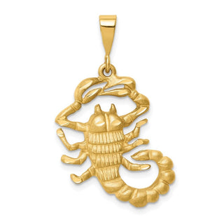 14k Yellow Gold Satin Diamond-cut Scorpio Zodiac Pendant C471