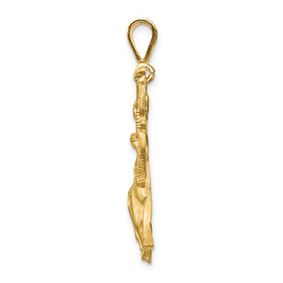 14k Yellow Gold Satin Diamond-cut Sagittarius Zodiac Pendant C472