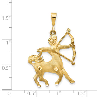 14k Yellow Gold Satin Diamond-cut Sagittarius Zodiac Pendant C472