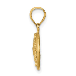 14k Yellow Gold Diamond-Cut Brushed Hummingbird Pendant