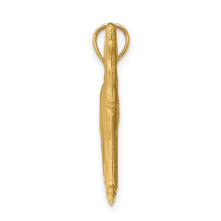 14k Yellow Gold Brushed Diamond-Cut Wolf Pendant