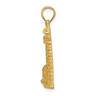 14k Yellow Gold Brushed Diamond-Cut Lighthouse Pendant