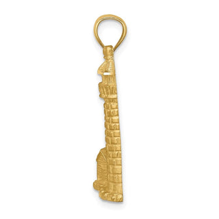 14k Yellow Gold Brushed Diamond-Cut Lighthouse Pendant