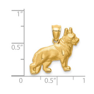 Mens 14k Yellow Gold Diamond-Cut German Shepard Pendant
