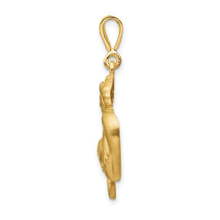14k Yellow Gold Satin Diamond-cut Capricorn Zodiac Charm C473
