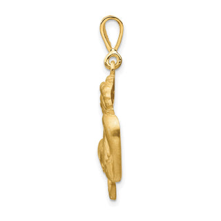 14k Yellow Gold Satin Diamond-cut Capricorn Zodiac Charm C473