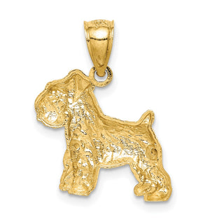 14k Yellow Gold Diamond-Cut Mini Schnauzer Pendant