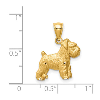 14k Yellow Gold Diamond-Cut Mini Schnauzer Pendant