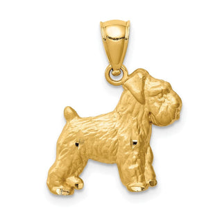 14k Yellow Gold Diamond-Cut Mini Schnauzer Pendant
