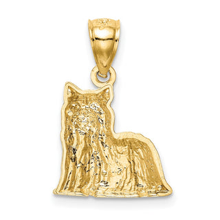 14k Yellow Gold Diamond-Cut Yorkshire Terrier Pendant