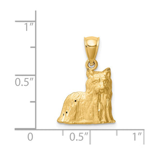 14k Yellow Gold Diamond-Cut Yorkshire Terrier Pendant