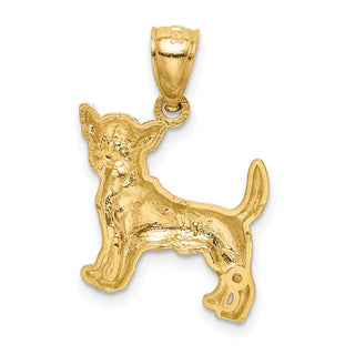 14k Yellow Gold Diamond-Cut Chihuahua Pendant