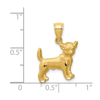 14k Yellow Gold Diamond-Cut Chihuahua Pendant