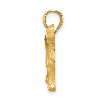 Mens 14k Yellow Gold Diamond-Cut Golden Retriever Pendant