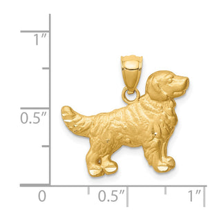 Mens 14k Yellow Gold Diamond-Cut Golden Retriever Pendant