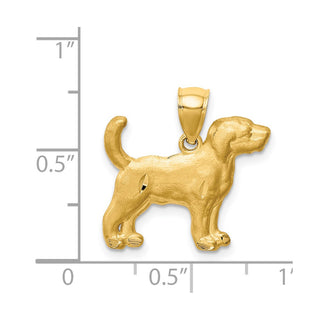 14k Yellow Gold Diamond-Cut Beagle Pendant