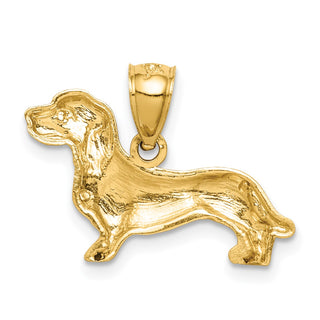14k Yellow Gold Diamond-cut Dachshund Pendant C4735
