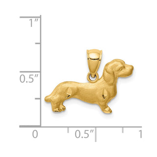 14k Yellow Gold Diamond-cut Dachshund Pendant C4735
