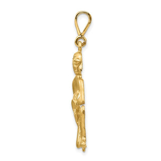 14k Yellow Gold Satin Diamond-cut Aquarius Zodiac Pendant