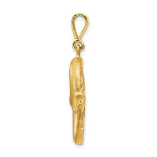 14k Yellow Gold Satin Diamond-cut Pisces Zodiac Pendant C475