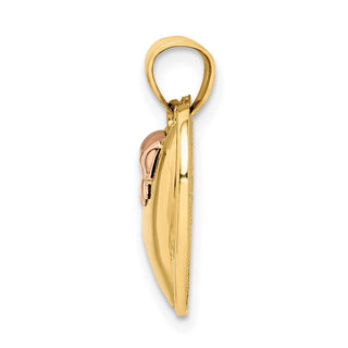 14k Yellow Gold w/Pink Rhodium I Love You in Heart Pendant