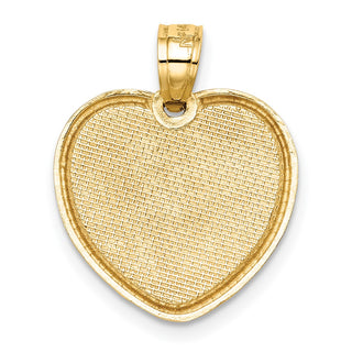 14k Yellow Gold w/Pink Rhodium I Love You in Heart Pendant