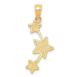 14k Yellow Gold Diamond-Cut Stars Pendant