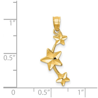 14k Yellow Gold Diamond-Cut Stars Pendant