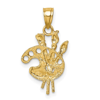 14k Yellow Gold Diamond-Cut Paint Palette Pendant